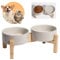 Hundenapf Set Erhöht Hunde Napfset - Doppel Napf Hund Keramik mit rutschfestem Ständer - Futterstation Hund - Hundenäpfe 2er Set für Futter und Wasser - Ideal für Kleine Hunde und Katzen - 2 x 480 ml