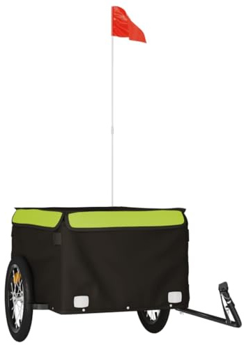vidaXL Fahrradanhänger Schwarz und Grün 45 kg Eisen
