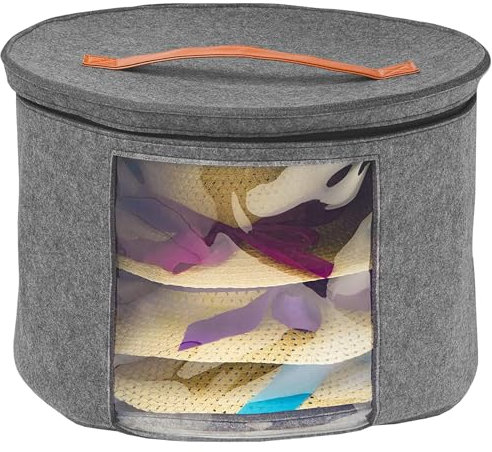 Hatbox mit Deckel 16,9x11 Zoll großer runder Hut Aufbewahrungsbox falten stabiler Hutkoffer mit Griff Reißverschluss für Frauen Männer Reisen Essentials Hut Box Hut Hutboxen Aufbewahrungsschachteln