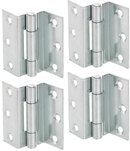 STORMPROOF 63mm Cranked Hinges - Zinc Plated Brass Timber Window Caravan Shut (4, Zinc Plated)