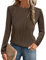 Gemulate Womens Clothes Loose fit Casual Womens Solid Color Casual Fall Tops Striped Long Sleeve Shirt Tops for Women Tunic Blouses Women Brown S
