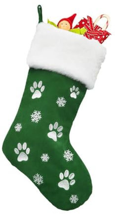 RXXR 1 Stück Grüne Weihnachtsstrümpfe 45cm Personalisierter Haustier Hund Weihnachtsstrumpf Weihnachtssocken Deko Kamin Hängende Sack Geschenk Taschen Für Weihnachtsbaumschmuck Feiertag