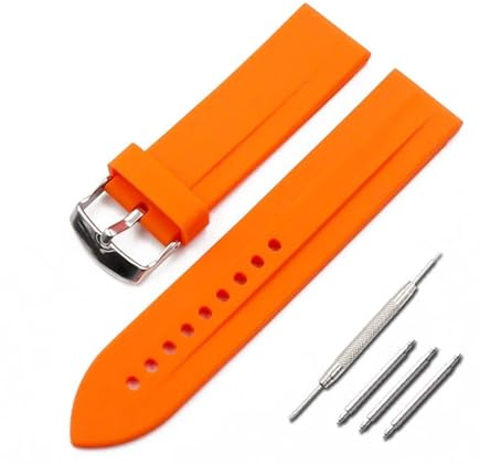 TVKSIPAR Silikonarmband-Uhrenzubehör Passend For Armani AR0527 AR5856 AR0593 Dornschließe 23 Mm Herren-Uhrenarmband Aus Wasserdichtem Kautschuk(Orange)