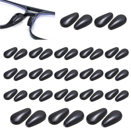 DLPRK 20 Paar Antirutsch Brillenpads, Wassertropfentyp Selbstklebend Brillen Nasenpads Schwarz Weiche Silikon Brillenpolster für Vollformat Sonnenbrillen Gläser Zubehör Sommer Männer Frauen