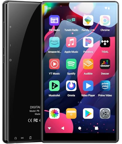 Fanvace 96GB MP3 Players with Bluetooth WiFi, Android 13 OS MP3 & MP4 Players with 5 Touchscreen and Speaker, 4GB RAM & 32GB ROM, 2500mAh Music Player with Spotify, Amazon Music, Play Store