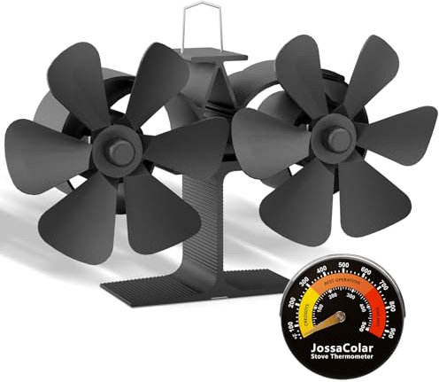 JossaColar Log Burner Silent 12-Blade Fan for Wood Burning Stove | Heat Powered Woodburner Stove Fan for Fireplace