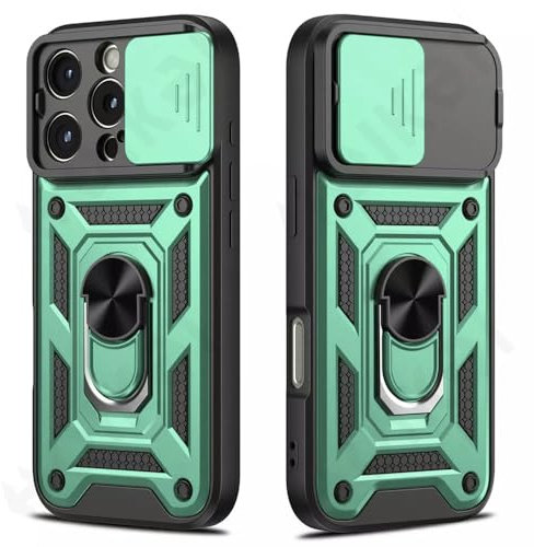 MVVKKY Coque Antichoc pour iPhone 16 15 14 13 12 11 Pro XS Max XR Plus, étui de Protection d'objectif d'appareil Photo avec Anneau de Support, Coque rotative, Vert, pour iPhone 8