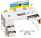 Coleshome Office Desk with 6 Drawers, 120cm Computer Desk with Storage for Home Office, Reversible Work Study Table with Headphone Hook for Bedroom, White