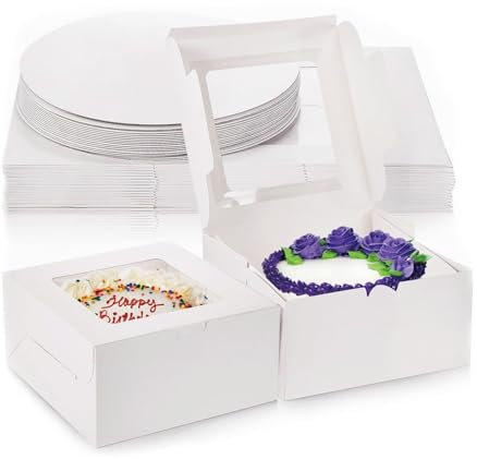 HERUIO 10Cake Boxes With Window and Adjustable Insert Cupcake Carrier Large Bakery Boxes, White Baking Boxes for Cupcakes, Cookies, Muffins, Pastries and Donuts (10 x10”x5)