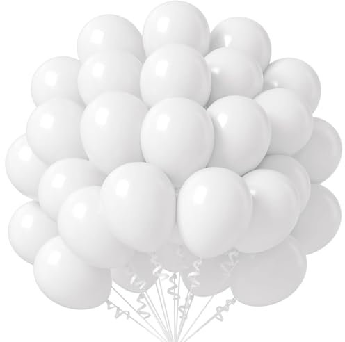 KOBOKO Luftballons Weiß, 100 Stk 10 Zoll Weiße Luftballons Hochzeit, Hochzeit Ballon Weiss, Weisse Luftballon Girlande Geburtstag, Weiß Helium Ballons für Geburtstagsdeko, Hochzeitsdeko, Brautparty