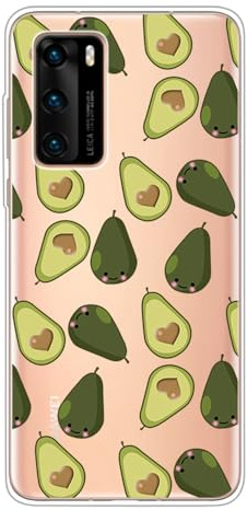Nodigao Kompatibel für Samsung Galaxy A14 4G 5G Hülle Silikon Klar Transparent Durchsichtig Ultra Dünn Tier Muster Motiv Lustig Design Hüllen Handyhülle Tasche Case - Avocado