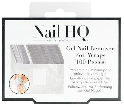 Nail HQ Foil Nail Wraps - 100 Pack Gel & Acrylic Nail Remover Foils, Fast Mess-Free Removal - Aluminium Foils With Pre-Attached Cotton Pads – At- Home Soak-Off Remover