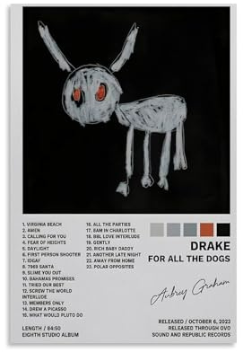 RYTRHNCV Drake Poster, Rapper, ästhetischer Leinwand-Kunstdruck, Heimdekoration für Schlafzimmer, Wohnzimmer, 30 x 45 cm, ungerahmter Stil