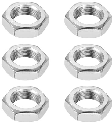 sourcing map Tuercas hexagonales M16 x 1 mm, 6 tuercas hexagonales métricas de acero inoxidable 304, tuercas de bloqueo hexagonales de rosca fina de 24 mm de ancho, 8 mm de altura para maquinaria