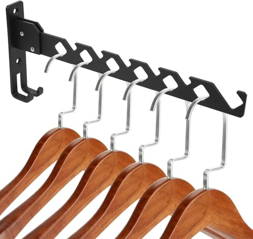31cm Kleiderhaken Klappbar Schwarz, Klapphaken Garderobe, Edelstahl Wandhaken Kleiderlüfter Klappbar Außen, Wand Kleiderständer mit 6 Löchern für Kleiderstange Waschküche Wäschetrockner Wandmontage