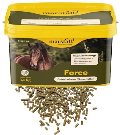 Marstall Premium-Pferdefutter Force, Eimer (1 x 3,5 kg) - Premium Mineralfutter getreidefrei & melassefrei