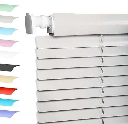 Aluminium Jalousie ohne Bohren 25mm Lamellen Fenster Lamellenvorhang Innen for Schlafzimmer und Badezimmer 40 60 80 90 110 130 145 160cm Sichtschutz Lichtschutz Blendschutz(Grau)