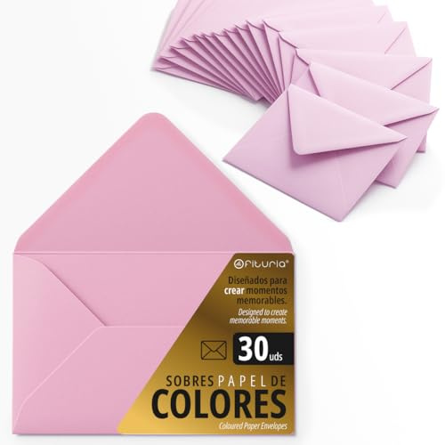 Enveloppes en papier, petites enveloppes colorées, idéales pour les cadeaux, lettres, cartes, taille 75 x 120 mm, conçues pour surprendre et créer des moments spéciaux - Ofituria (rose, 30 pcs)