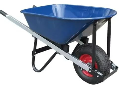 Brouette de Jardin en Acier Robuste avec Manche en Bois, capacité de 100 L et Roue pneumatique 4.00-8