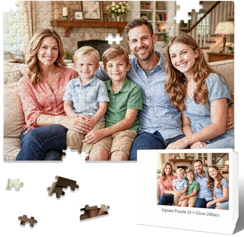 Rompecabezas personalizados de 1000/500/300/200/70/35 piezas, rompecabezas de madera personalizado con marco, regalos de rompecabezas personalizados únicos para mamá, papá, amigo, mascota, cumpleaños
