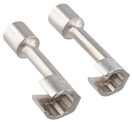 2 Pcs Diesel Fuel Line Socket Wrench Set, 1/2 Inch Drive Open End Tool for 17mm 19mm Lines, Silver Metal Automotive Repair Kit