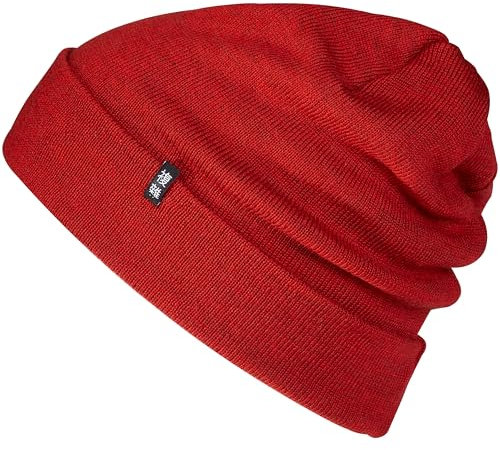 Enter the Complex® Merino Wool Hat, Slouch Beanie, 100% Merino Wool, Women and Men, Rust Red