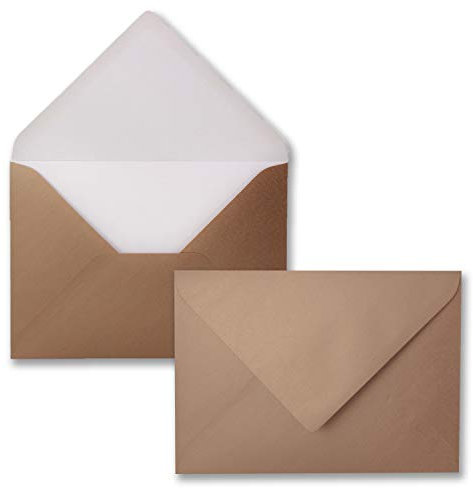 25x Briefumschläge B6-17,6 x 12,5 cm - Bronze - Nassklebung mit spitzer Klappe - 90 g/m² - Für Hochzeit, Gruß-Karten, Einladungen