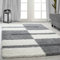 Carpetsale24 Hochflor Teppich Läufer 80x150 cm Hellgrau – Weiche Shaggy Flokati Matte im Karierten Design – Dekorativer Bodenläufer für Flur, Küche oder neben dem Bett – Pflegeleicht