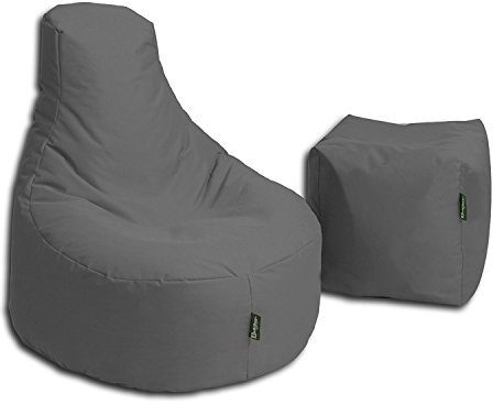 BuBiBag Sitzsack Stillkissen Set Kissen Lounge Gamer Sitzsack Sessel original Sitzkissen In & Outdoor geeignet fertig befüllt in 32 Farben (anthrazit)