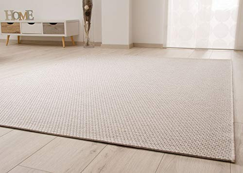 Steffensmeier Kurzflor Teppich Laine Anglaise | Wollteppich | Strapazierfähig | Beste Qualität | Natur, Größe: 140x200 cm