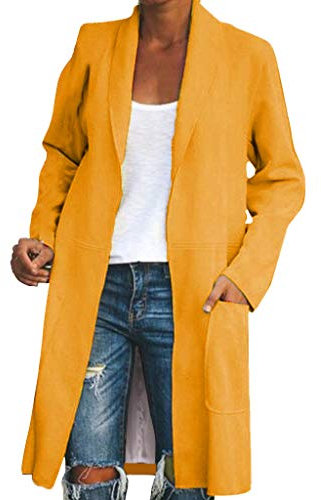 Giacca Outwear Maglioni Donna Cotone Maglietta Camicetta Canottiera Sportiva Cappotto Giacca Maglioncino Sportivo Canotterie Poncho Antipioggia Poloshirt Canotte (XL,Giallo)