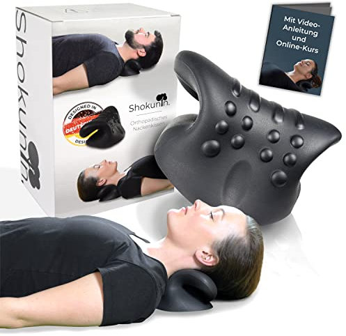 Nackenstrecker, Migräne Kissen Nackenschmerzen Kopfschmerzen, Orthopädisches Nackenkissen Kopfkissen zur Haltungskorrektur, Entspannung, Shiatsu Massage HWS Physiotherapie Akupressur Nackendehner