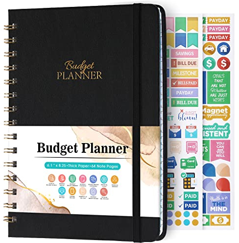 Budget Planner - Budget Book with Bill Organizer and Expense Tracker, 6.1 x 8.25, 12 Month Undated Finance Planner/Account Book to Take Control of Your Money, Start Anytime, Black