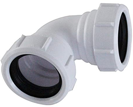 HATOOLHA Conector de codo de PVC y polipropileno de 40 mm y 90 grados para baño, fregadero de cocina, plato de ducha y más