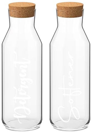 Print Maniacs CORKED GLASS JAR 500ml or 1 Litre Storage Bottle Reuseable Jar Laundry Mrs Hinch Storage Jar (White, 1 x 500ml)