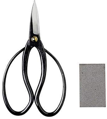 Wazakura Japanisches Bonsai-Trimm-Pflege-Set, Hergestellt in Japan – Traditionelle Bonsai-Schere 180mm + Harz entfernendes Radiergummi in Geschenkbox