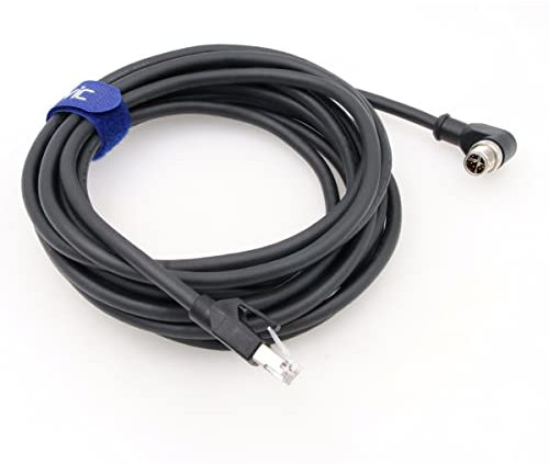 Eonvic Câble Ethernet M12 de type X à angle droit 8 positions vers RJ45 - Câble Ethernet industriel étanche - Haute flexibilité pour Cognex