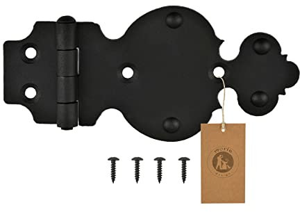 MORIA DESIGN Rustikal Kreuzgehänge 2,5 x 160 x 75 mm, Scharniere für Kommoden, Möbel Schränke, Holzmöbel, Türen Möbel, kleine Fensterläden, Pulverbeschichtet, Schwarz