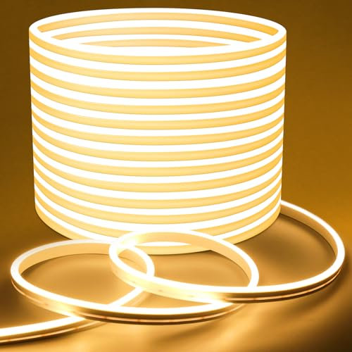 Lamomo Outdoor LED Strip Light 10m,24V 3000K Dimmable LED Neon Rope Strips,Waterproof Silicone Flexible Warm White Strip Lights for Kitchen Bedroom Garden Outdoor Indoor Decoration
