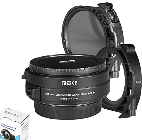 Meike MK-EFTM-C - Adaptador de lente de montaje automático de metal con filtros de caída variable ND y UV para Canon EF a EOS-M