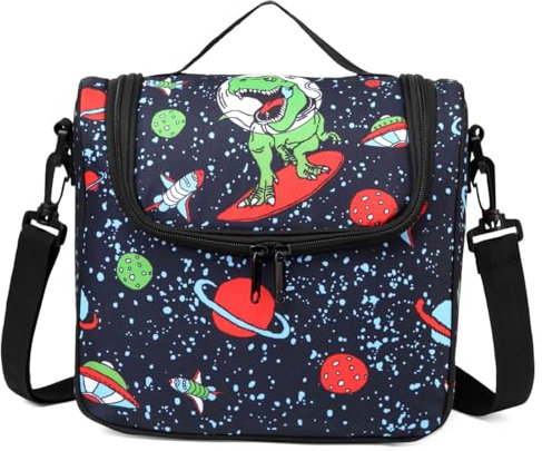 Chase Chic Loncheras para Niños, Bolsa Térmica Pequeñas Alimentos 4.7L Chico Bolsa Almuerzo con El Hombro para Escuela Primaria Guardería Playa Viaje Camping, Dinosaurio Espacial