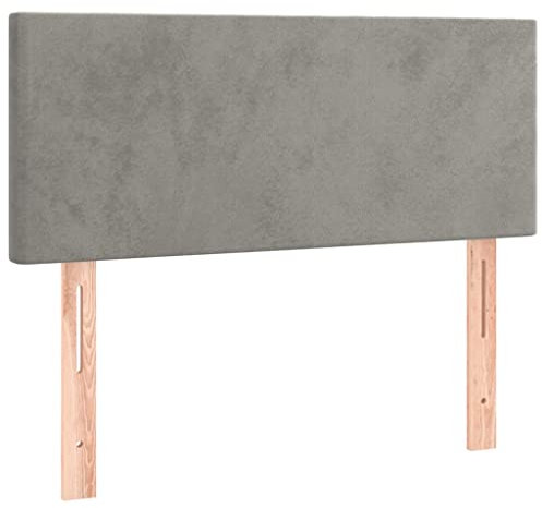 vidaXL Kopfteil, Bettkopfteil mit Holzbeinen, Höhenverstellbar Polsterkopfteil für Bett, Betthaupt Bettzubehör Schlafzimmer, Hellgrau 90x5x78/88cm Samt