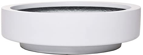 VIVANNO Pflanzschale Blumenschale Dekoschale Fiberglas Escada Low 10x37 Weiß Matt