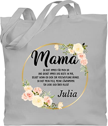 Baumwolltasche - Mama du bist immer für mich da - Geschenk - Unisize - Hellgrau - personalisierte tasche mom muttertag mutter kind beutel mummy bag mutterzagsgeschenke stofftasche mama-tasche