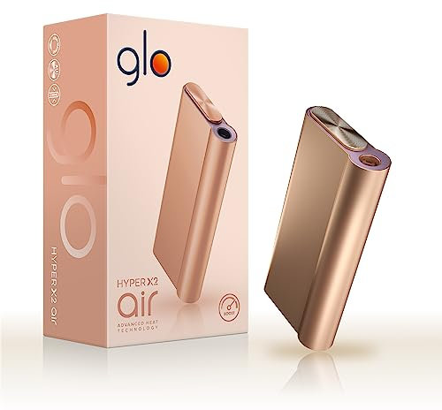 GLO hyper X2 Air Tabakerhitzer, Elektrischer Tabak Heater für klassischen Zigaretten Geschmack, Alternative zur E-Zigarette, Einfache Reinigung, bis zu 20 Sticks pro Akku-Ladung, Rosey Gold