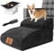 Hundetreppe für Kleine Hunde, HEVOL Hundetreppe, 2 Stufen Erweiterte Hunderampe, Abnehmbar Haustiertreppe mit Waschbarer Bezug, Rutschfestem Katzentreppe für Bett Sofa