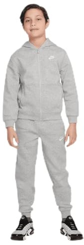 Nike Unisex K NSW Club FLC FZ Tracksuit, DK Grey Heather/White, XS