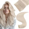 Easyouth Echthaar Clip in Extensions Blond Haar Extensions Echthaar Clips Platinblond Invisible Clip in Extensions Echthaar Doppelt Tressen 50cm 7Pcs 120g #1000