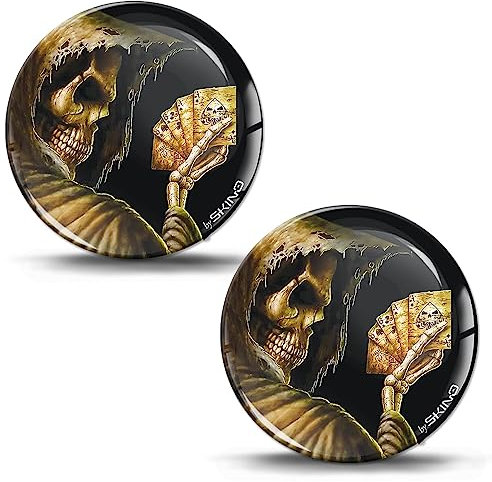 SkinoEu 2 x 3D Gel Silikon Aufkleber Totenkopf Schädel Poker Karten Stickers Auto Motorrad Fahrrad Telefon Laptop KS 17