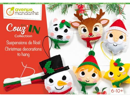 Avenue Mandarine- Babbo Natale Sospensioni Natalizie da Cucire, Multicolore, Taglia Unica, KC157C